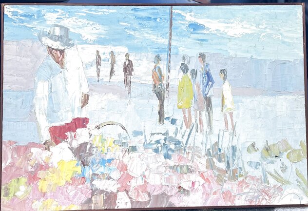 Flowers Seller 1976 53x37 - Huge - Italy Original Painting by Italo Botti