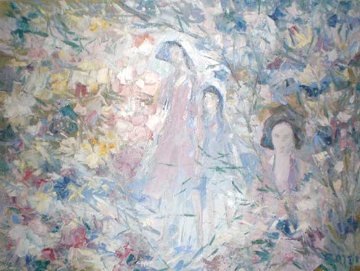 Family Garden 38x50 Super Huge Original Painting - Italo Botti Family Garden 38x50 Super Huge Original Painting - Italo Botti