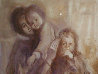 Mother with Two Children 1974 32x44 - Huge Original Painting by Italo Botti - 0