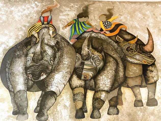 3 Rhinos 1980 Limited Edition Print by Graciela Rodo Boulanger