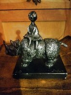 Girl on Rhino Bronze Sculpture 1969 8in Sculpture by Graciela Rodo Boulanger - 2
