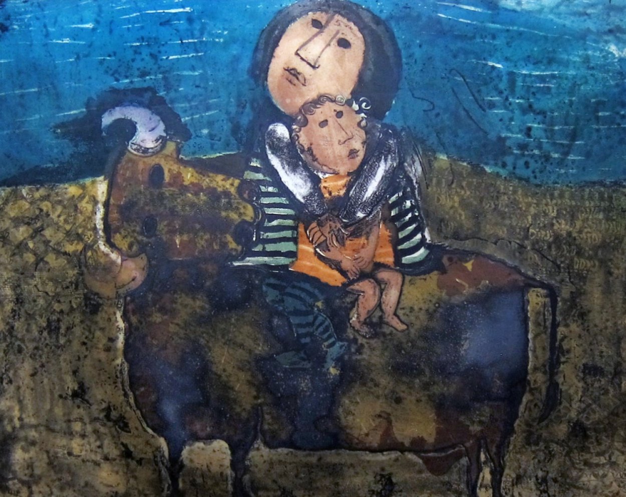 Mother and Child on a Bull 1960 (Early) Limited Edition Print by Graciela Rodo Boulanger