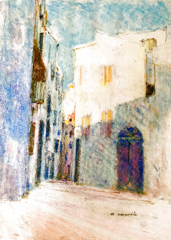 Untitled Street Scene 26x19 Original Painting - Andre Bourrie