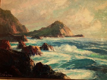 Untitled California Seascape 1986 25x29 Original Painting - Bennett Bradbury Untitled California Seascape 1986 25x29 Original Painting - Bennett Bradbury