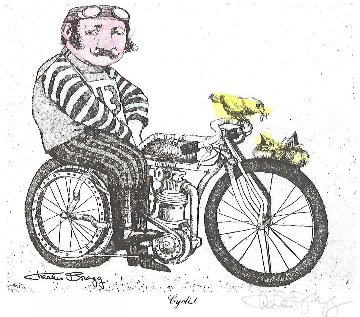 Cyclist Unique 6x7 Watercolor - Charles Ray Bragg Cyclist Unique 6x7 Watercolor - Charles Ray Bragg