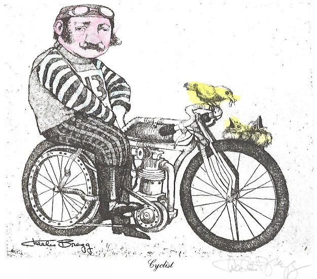 Cyclist Unique 6x7 Watercolor by Charles Ray Bragg Cyclist Unique 6x7 Watercolor by Charles Ray Bragg