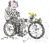 Cyclist Unique 6x7 Watercolor by Charles Ray Bragg - 0 Cyclist Unique 6x7 Watercolor by Charles Ray Bragg - 0