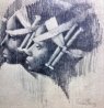 Watusi Heads Drawing 1961 14x14 Drawing by Charles Ray Bragg - 7