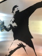 Banksy Thrower Unique on Metal 2012 36x36 Huge Original Painting by Mr. Brainwash - 1 Banksy Thrower Unique on Metal 2012 36x36 Huge Original Painting by Mr. Brainwash - 1
