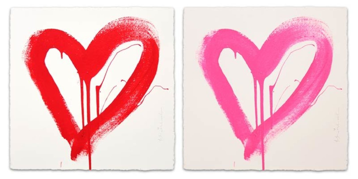 Love Heart - Red And Pink Matching Set 2017 Limited Edition Print by Mr. Brainwash Love Heart - Red And Pink Matching Set 2017 Limited Edition Print by Mr. Brainwash