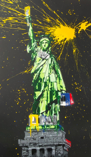 Statue of Liberty Black 2010 65x41 - Huge - New York - NYC Original Painting by Mr. Brainwash