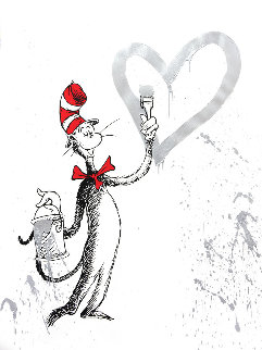Cat And the Heart (Silver) 2020 Limited Edition Print - Mr. Brainwash Cat And the Heart (Silver) 2020 Limited Edition Print - Mr. Brainwash