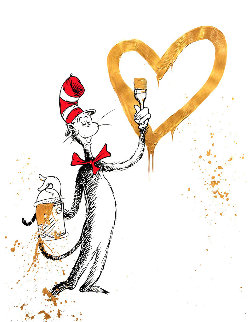Cat and the Heart (Gold) 2020 Embellished Limited Edition Print - Mr. Brainwash Cat and the Heart (Gold) 2020 Embellished Limited Edition Print - Mr. Brainwash
