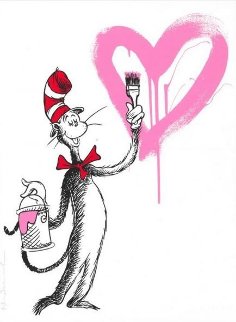 Cat And the Heart (Pink) Limited Edition Print - Mr. Brainwash