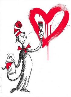 Cat And the Heart (Red) Limited Edition Print - Mr. Brainwash Cat And the Heart (Red) Limited Edition Print - Mr. Brainwash