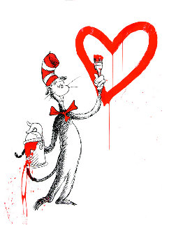 Cat And the Heart Red Large 2020 Limited Edition Print - Mr. Brainwash Cat And the Heart Red Large 2020 Limited Edition Print - Mr. Brainwash