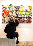 Work Well Together - Wall 2019 49x74 Huge Original Painting by Mr. Brainwash - 2