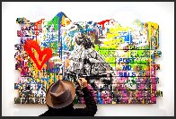 Work Well Together - Wall 2019 49x74 Huge Original Painting by Mr. Brainwash - 6