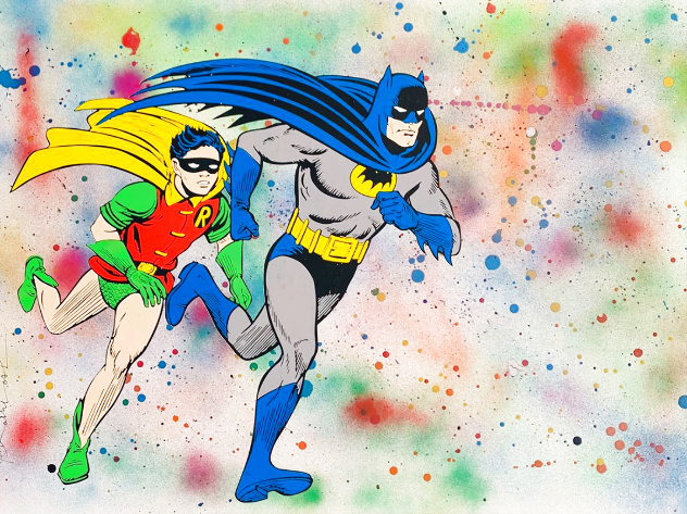 Batman and Robin Unique 2017 22x30 Works on Paper (not prints) by Mr. Brainwash