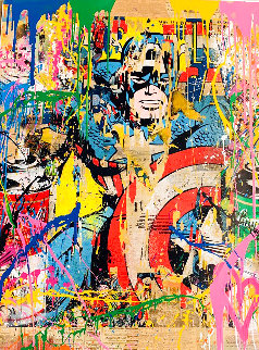 Captain America Unique 2017 50x38 Super Huge Works on Paper (not prints) - Mr. Brainwash Captain America Unique 2017 50x38 Super Huge Works on Paper (not prints) - Mr. Brainwash