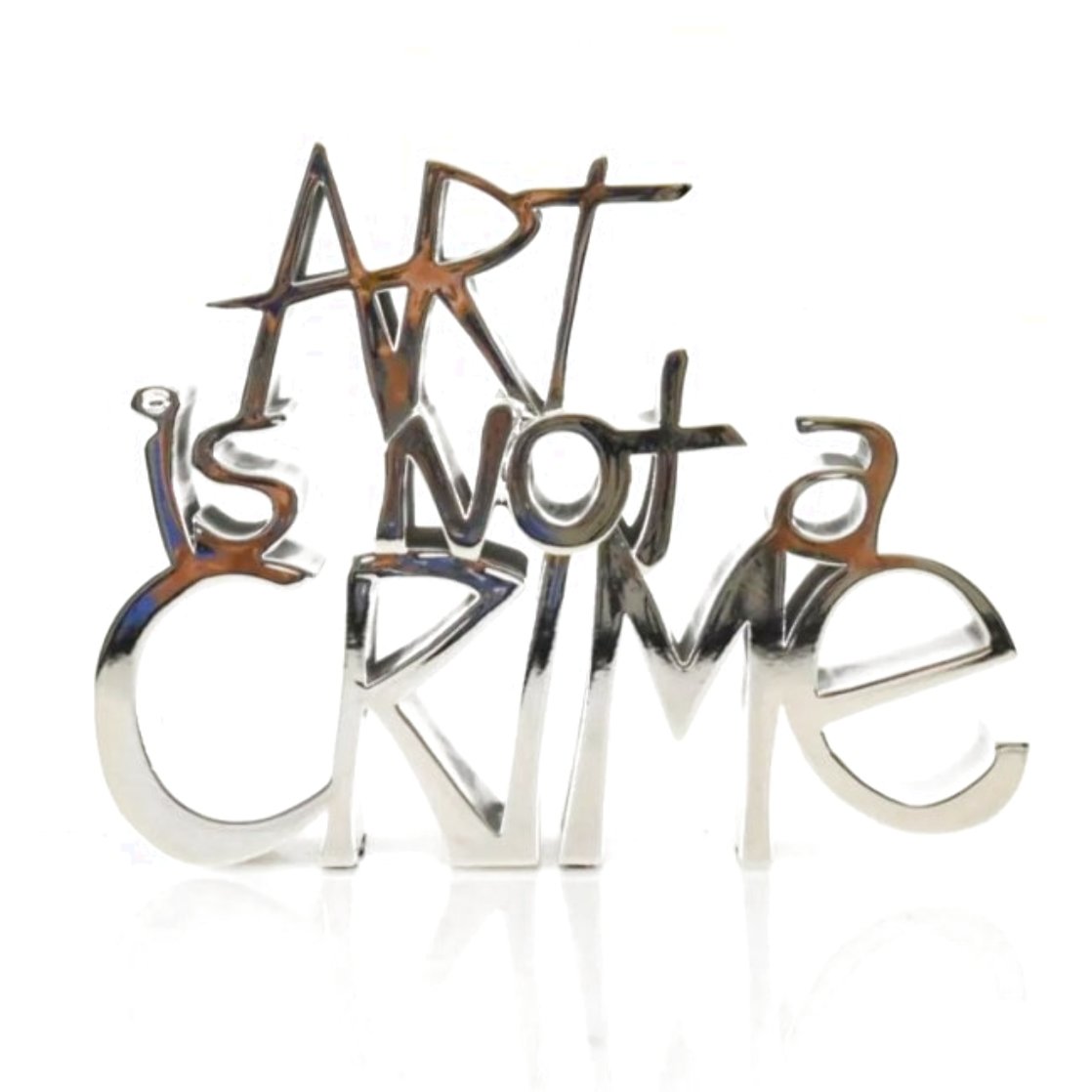 Art is Not a Crime (Silver) Resin Sculpture 2021 8 in Sculpture by Mr. Brainwash