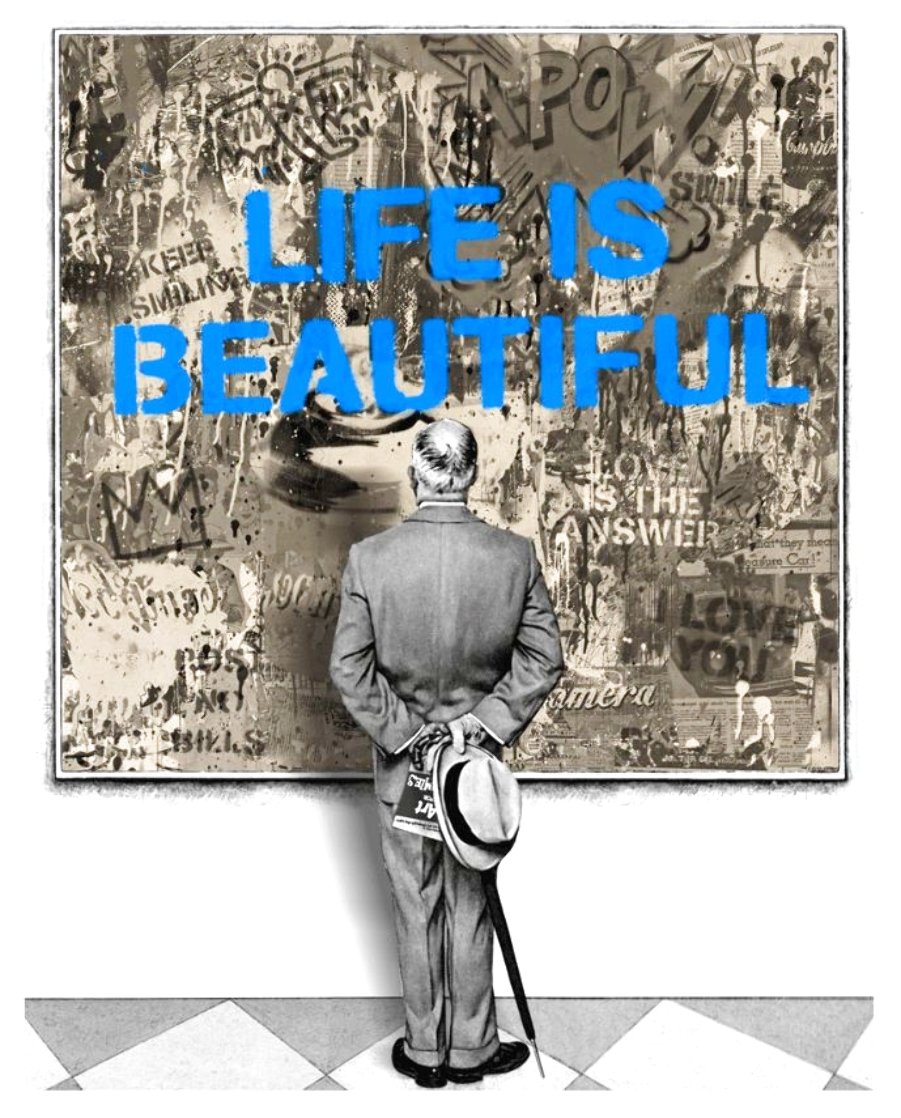 Street Connoisseur - Life is Beautful (Blue) Limited Edition Print by Mr. Brainwash