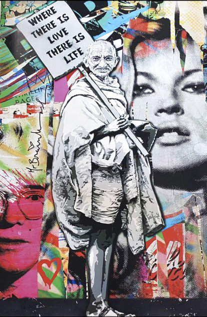 Gandhi: Where There is Love, There is Life Poster 2012 -  Ghandi Other by Mr. Brainwash