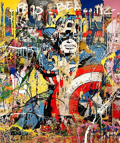 Captain America 2018 54x34 - Huge Original Painting - Mr. Brainwash