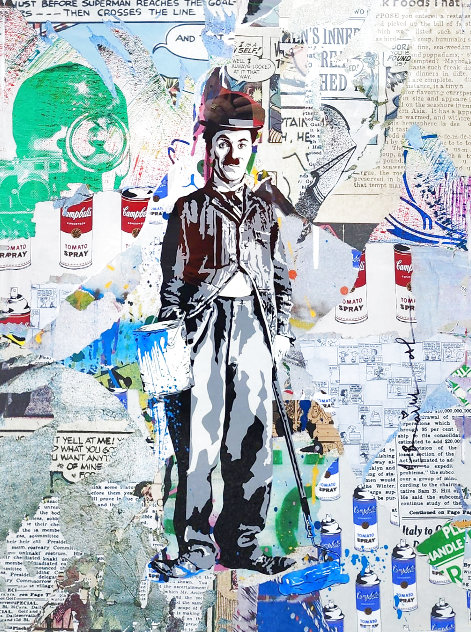 Chaplin Unique 2023 38x30 Works on Paper (not prints) by Mr. Brainwash
