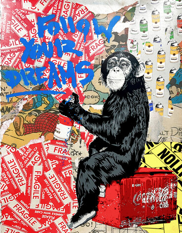 Everyday Life Follow Your Dreams Unique 2023 - 30x22 Works on Paper (not prints) - Mr. Brainwash