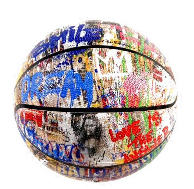 Graffiti  Le Basquiat Style Basketball Sculpture 2023 10 in Sculpture by Mr. Brainwash