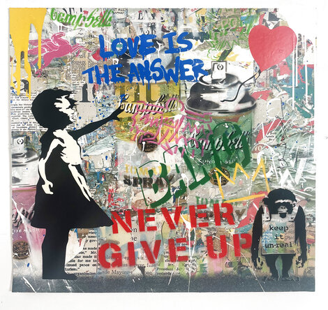 Balloon Girl Unique 2023 36x36 - Signed Twice Works on Paper (not prints) - Mr. Brainwash