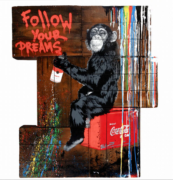 Everyday Life 2012 60x48 Mixed Media on Wood - Huge - Signed Twice by Mr. Brainwash