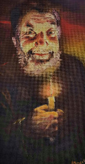Portrait of Unknown With Candle 1988 17x9 Original Painting - Victor Bregeda Portrait of Unknown With Candle 1988 17x9 Original Painting - Victor Bregeda