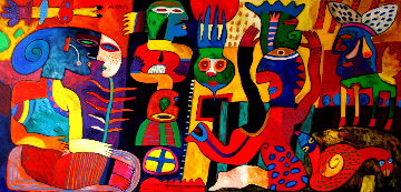 La Feria De Mentiras 59x108 Super Huge Mural Original Painting - Clemens Briels La Feria De Mentiras 59x108 Super Huge Mural Original Painting - Clemens Briels