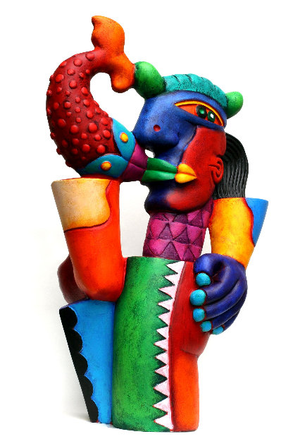 Pedro El Pescador Acrylic Sculpture 24 in Sculpture by Clemens Briels