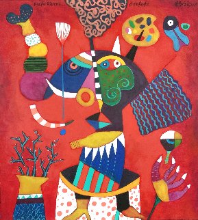 Diego Rivera, El Elefante 2020 43x39 Original Painting - Clemens Briels Diego Rivera, El Elefante 2020 43x39 Original Painting - Clemens Briels