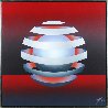 Untitled - Floating Orb on Red 1979 31x31 Original Painting by Patrice Breteau - 1