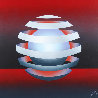 Untitled - Floating Orb on Red 1979 31x31 Original Painting by Patrice Breteau - 0