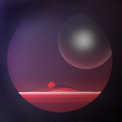 Planet Twilight Painting 1983 30x30 Original Painting - Patrice Breteau