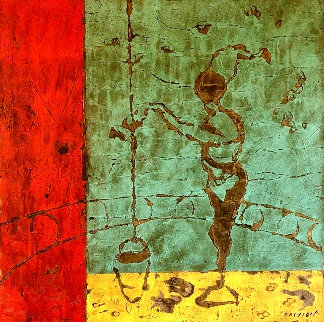 La Puisatiere 2006 48x48 Huge Original Painting - Pierre Marie Brisson La Puisatiere 2006 48x48 Huge Original Painting - Pierre Marie Brisson