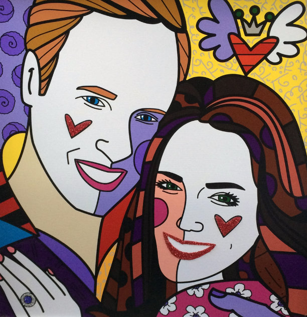 True Love (Yellow) (Will and Kate) 2011 Limited Edition Print by Romero Britto