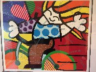 Girl on Bicycle 1992 Embellished Limited Edition Print by Romero Britto - 2 Girl on Bicycle 1992 Embellished Limited Edition Print by Romero Britto - 2