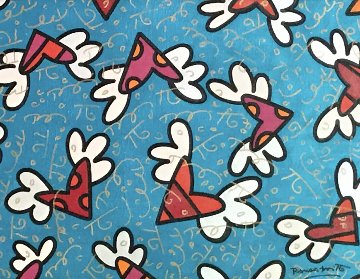 Love is in the Air 2010 35x41 Original Painting - Romero Britto Love is in the Air 2010 35x41 Original Painting - Romero Britto