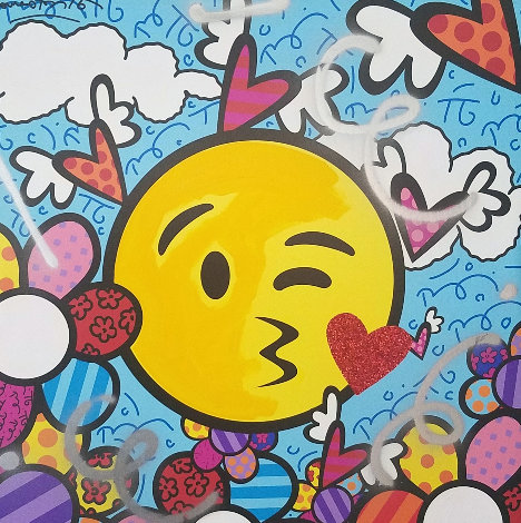 Kiss Emoji 2018 41x41 Original Painting - Romero Britto