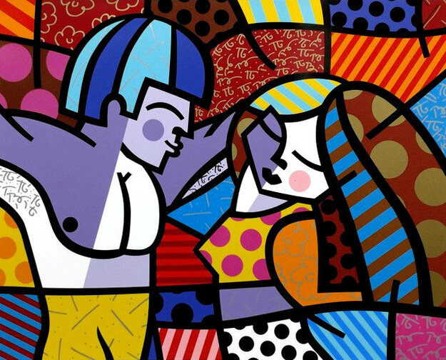 First Love 42x48 1996 Huge Limited Edition Print - Romero Britto