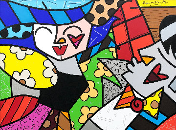All Night Long 2005 30x40 Original Painting - Romero Britto All Night Long 2005 30x40 Original Painting - Romero Britto