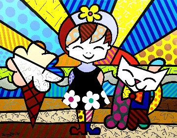 Brianna 1999 66x86 Original Painting - Romero Britto Brianna 1999 66x86 Original Painting - Romero Britto