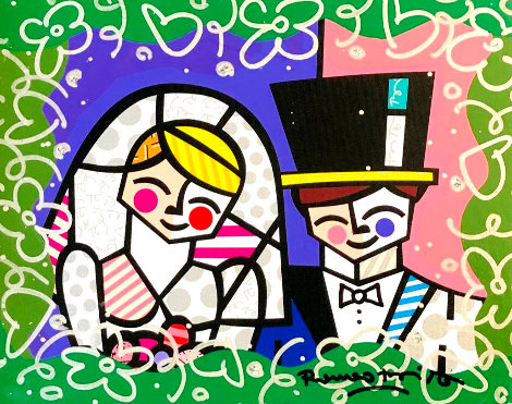 Honeymoon Together Wish 2017 23x26 Unique Works on Paper (not prints) - Romero Britto
