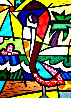 Colorful Florida Pelican Painting - 2003 48x36 - Huge Original Painting by Romero Britto - 0